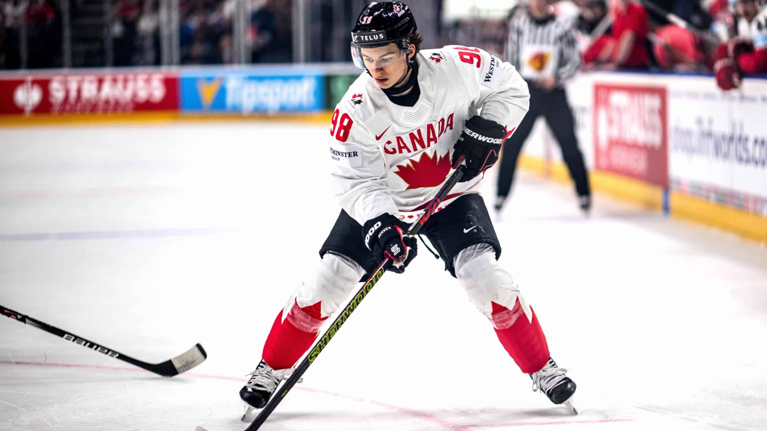 PRAGUE, CZECH REPUBLIC - 12 MAY, 2024: the Ice Hockey game of IIHF 2024 World Championship Denmark vs. Canada at O2 Arena