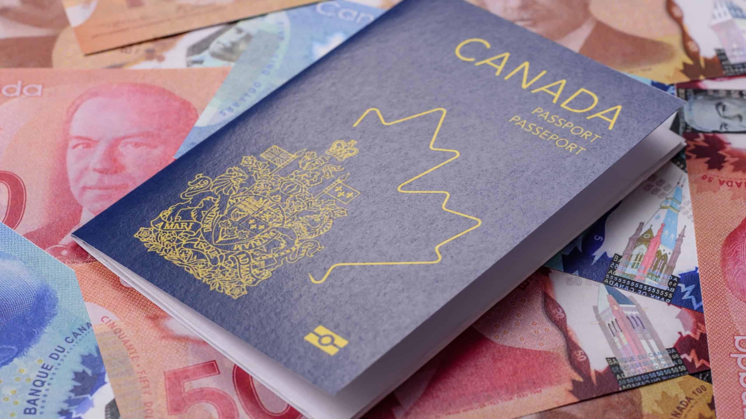Canada passport, Canadian visa for international travel and vacation. Canadian passport as a background for your design