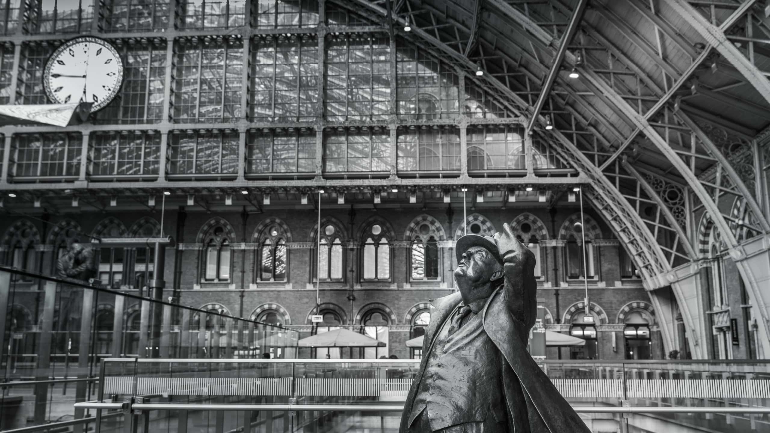 London, United Kingdom, January 2017 - Winston Churchill statue at St Pancras International Station