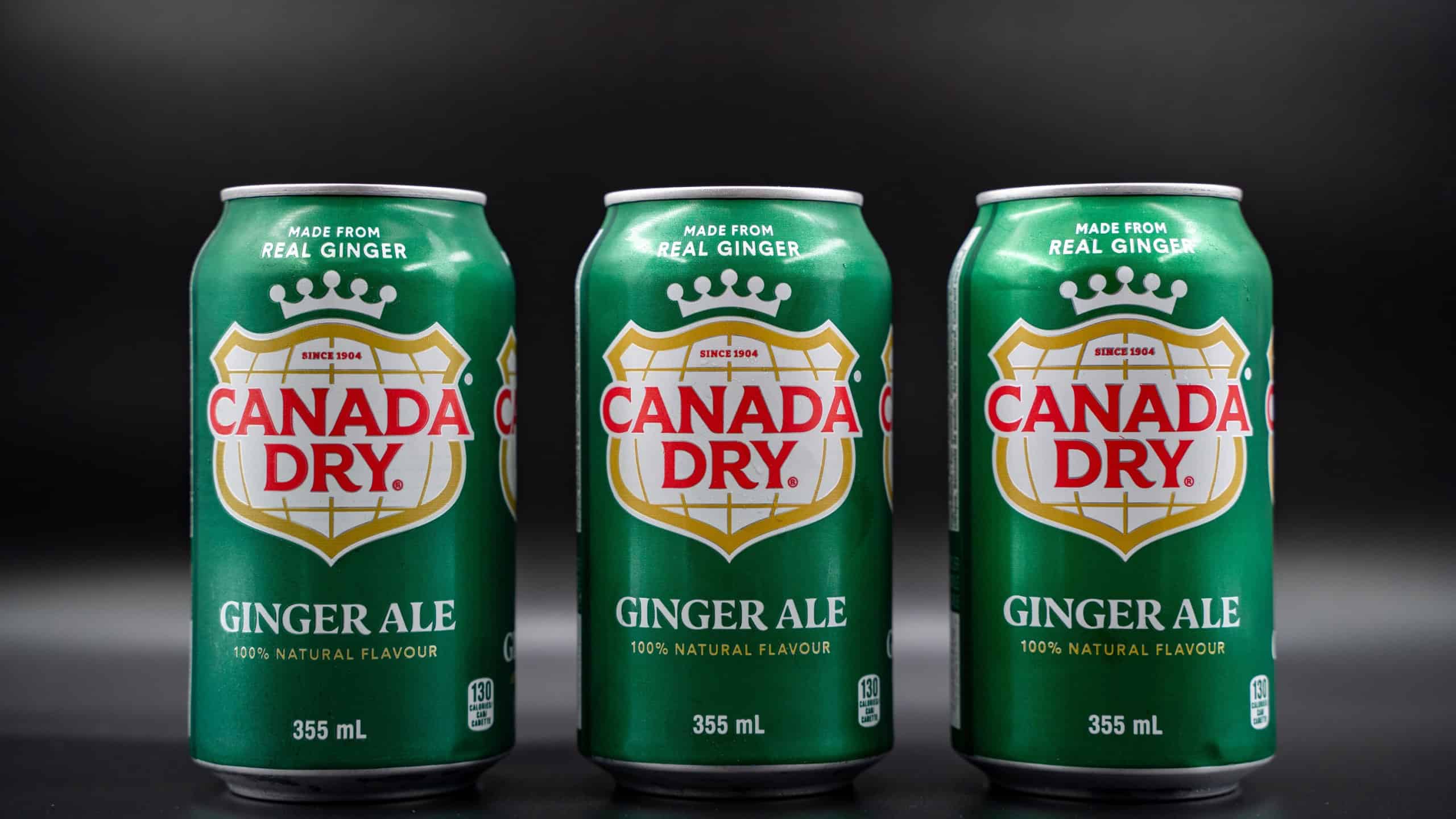 Canada Dry ginger ale metal can black background. Toronto, Canada - July 6, 2024.