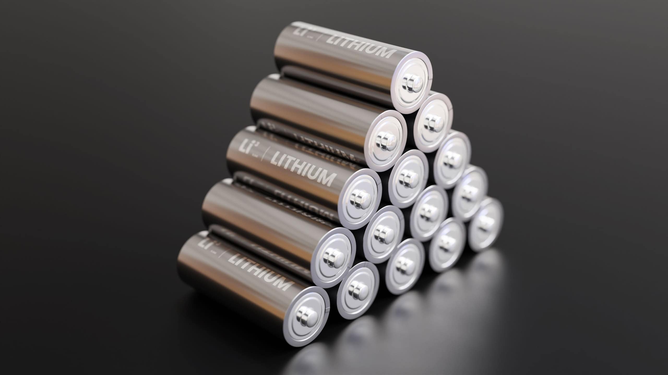 A pile of Lithium batteries with dark background