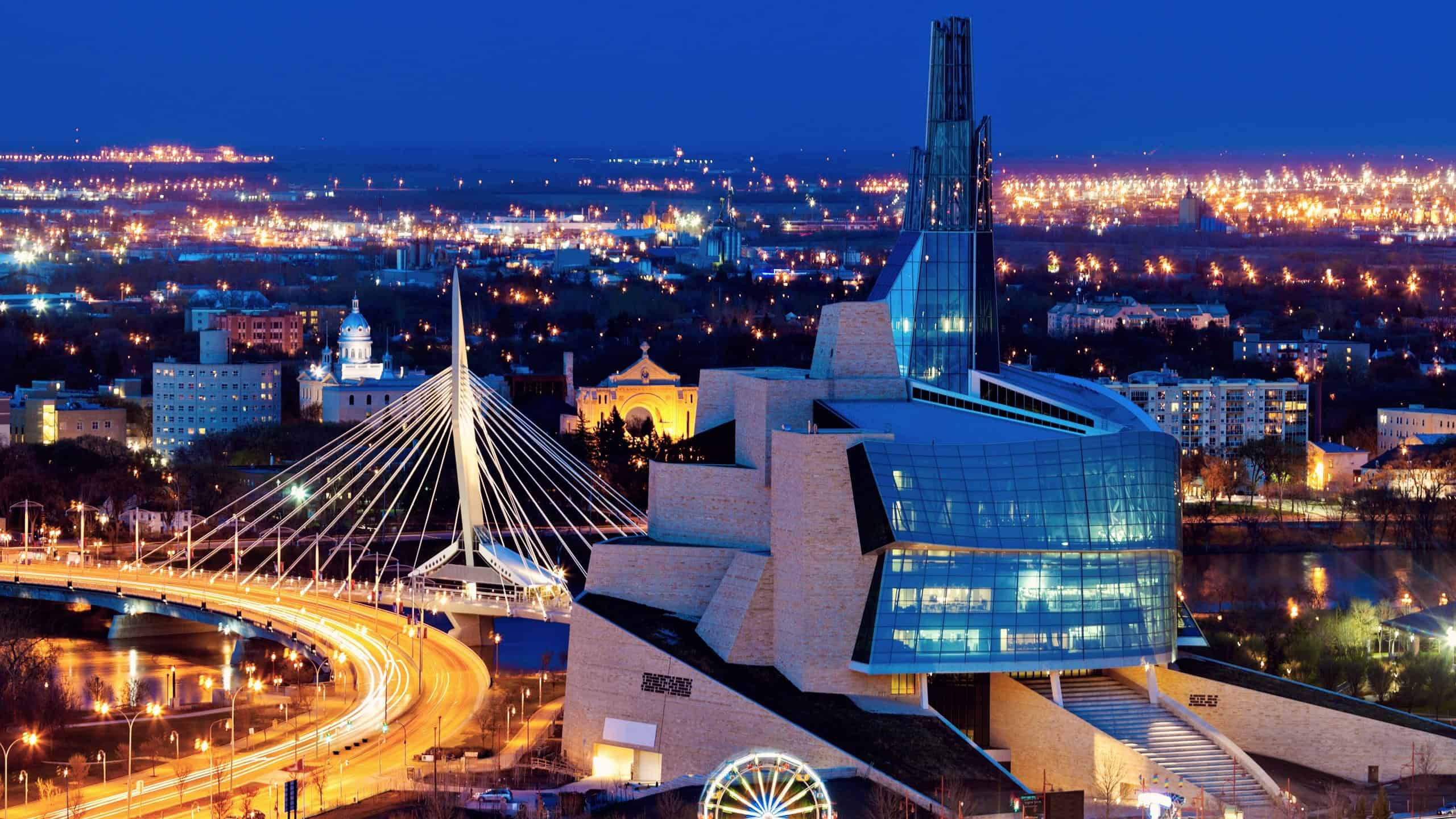 Winnipeg panorama at sunset. Winnipeg, Manitoba, Canada