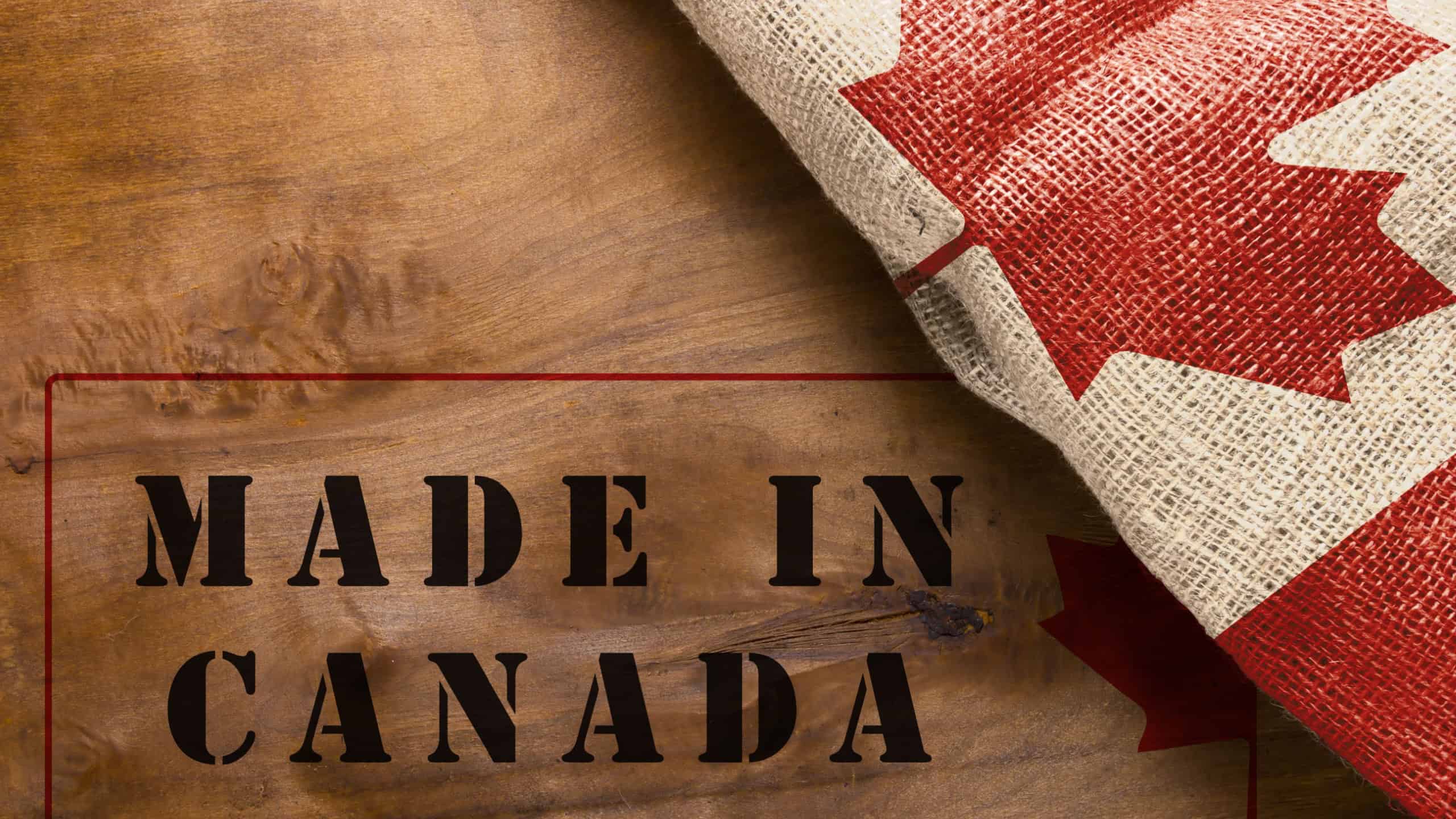 The poster with the national flag of Canada - Made in Canada.