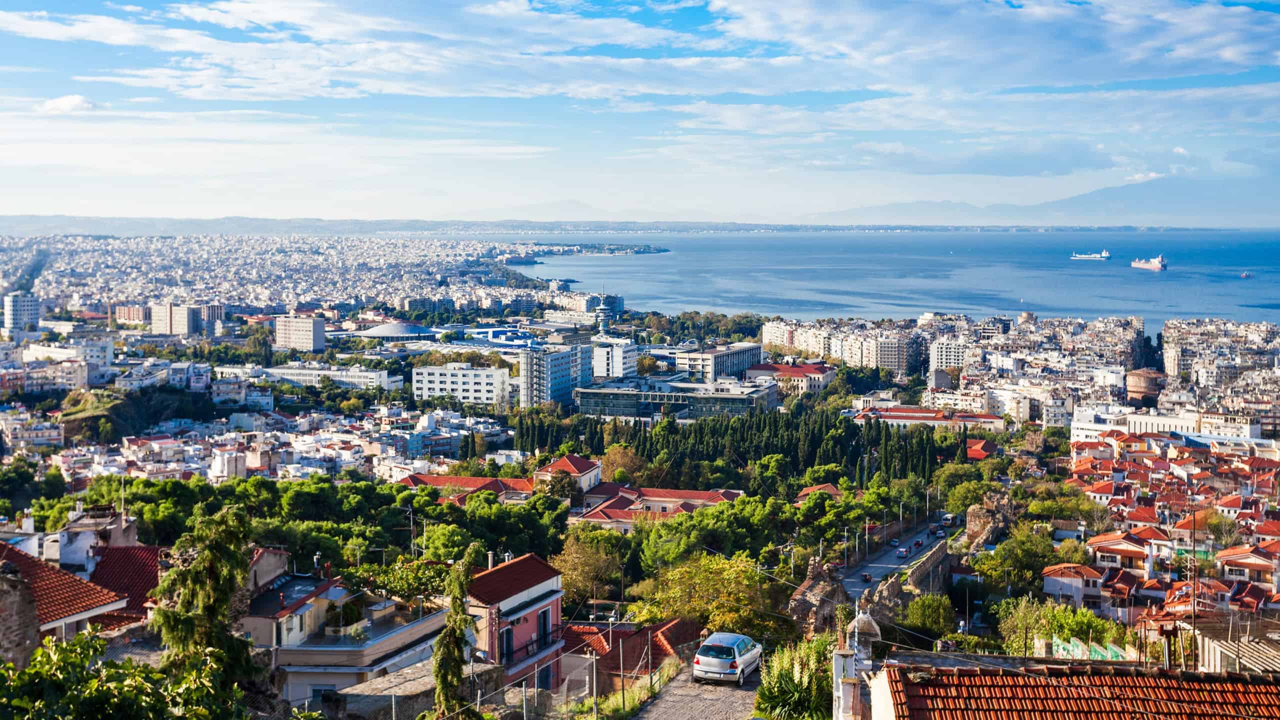 Thessaloniki aerial panoramic view. Thessaloniki is the second largest city in Greece and the capital of Greek Macedonia.