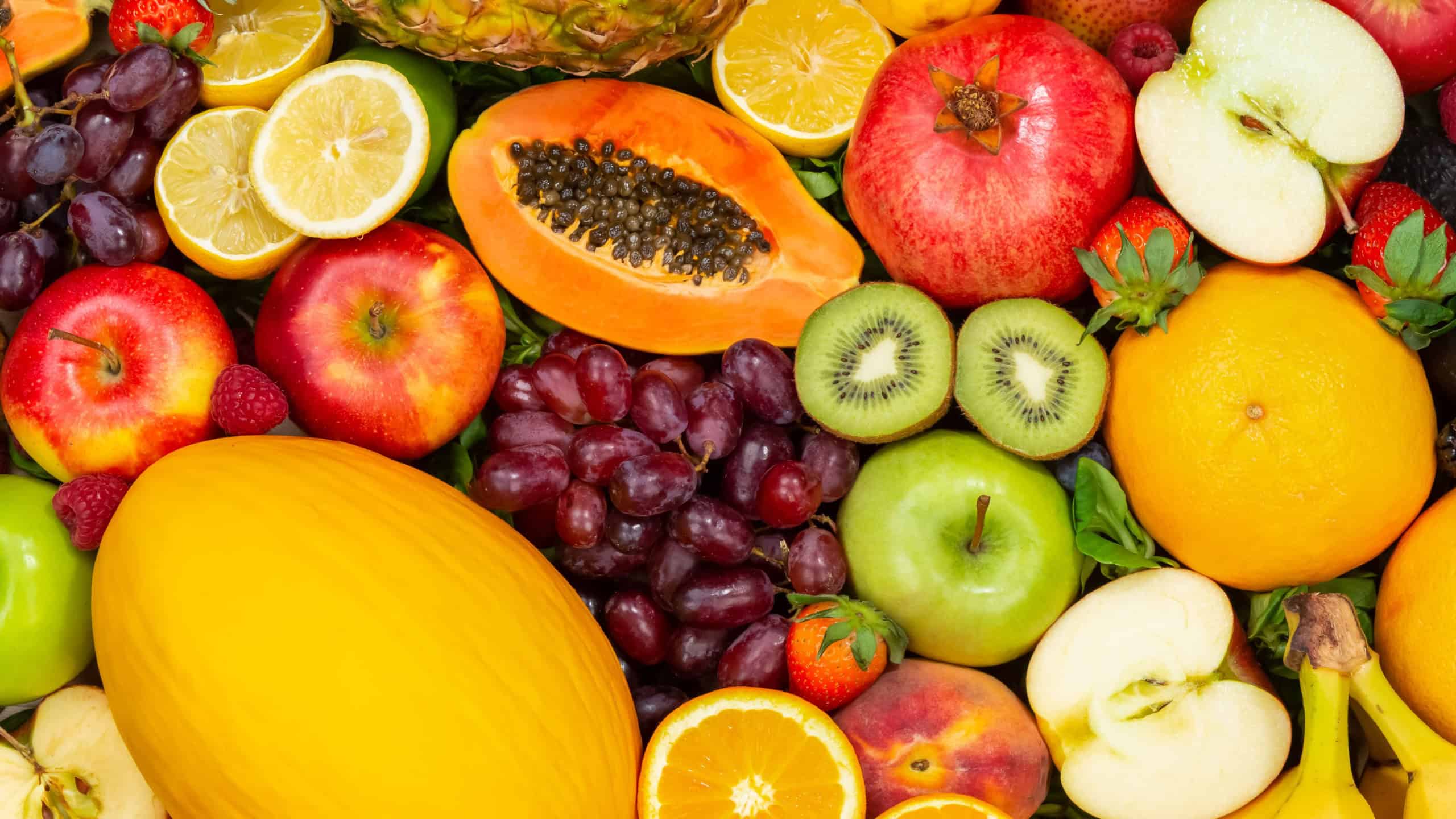 Food background fruits collection apples berries kiwi oranges fruit backgrounds