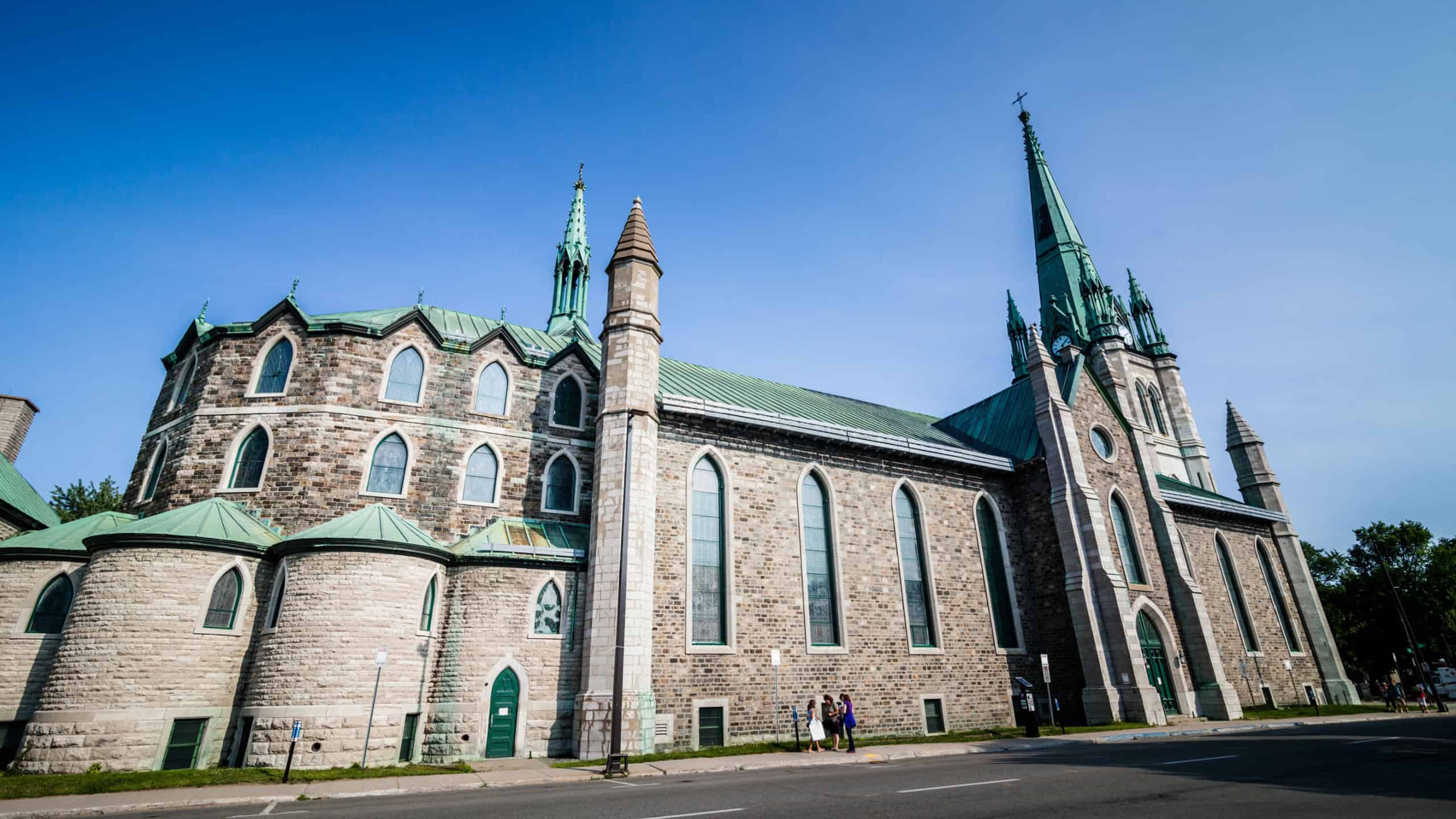 July 24, 2014. Trois-Riviere, Quebec, Canada. The Cathedrale in the Poor Old Cathedral in Trois-Riviere Area where the poverty is always present, but where the houses are historical.