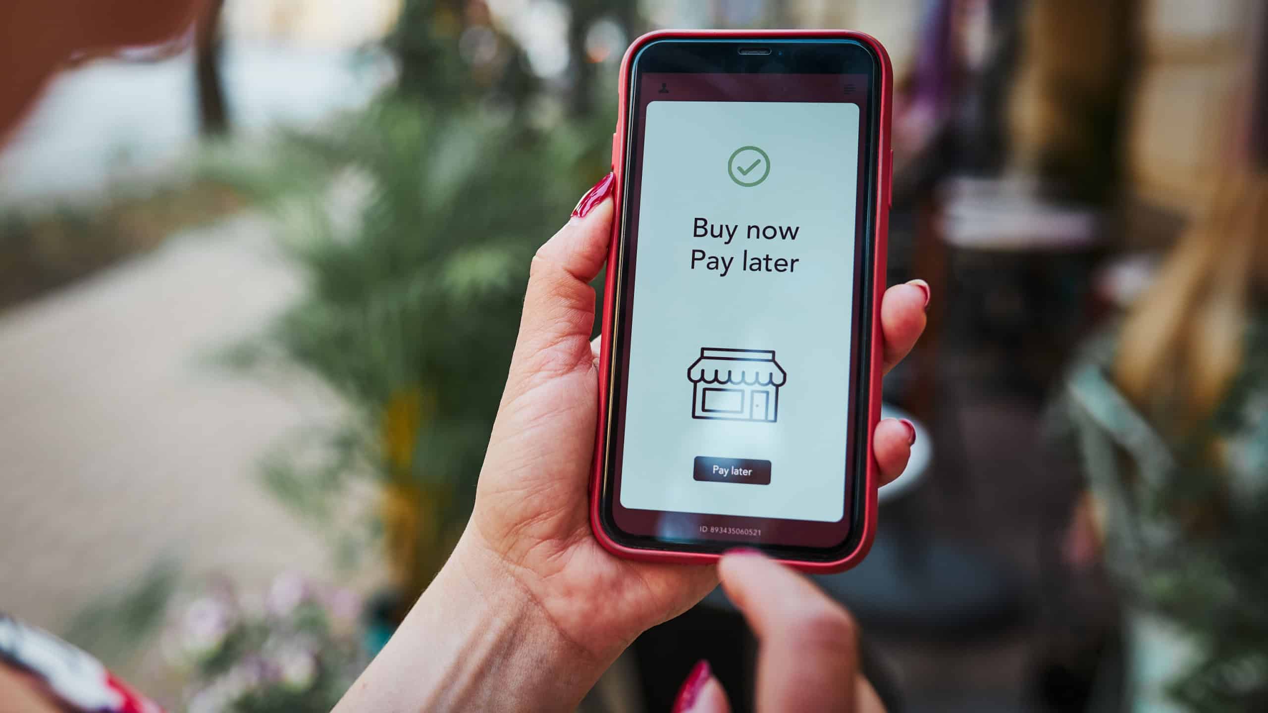 BNPL Buy now pay later online shopping service on smartphone. Online shopping. Paying after delivery. Complete the payment after purchase at no added cost. Payment after credit check. Easy way to shop