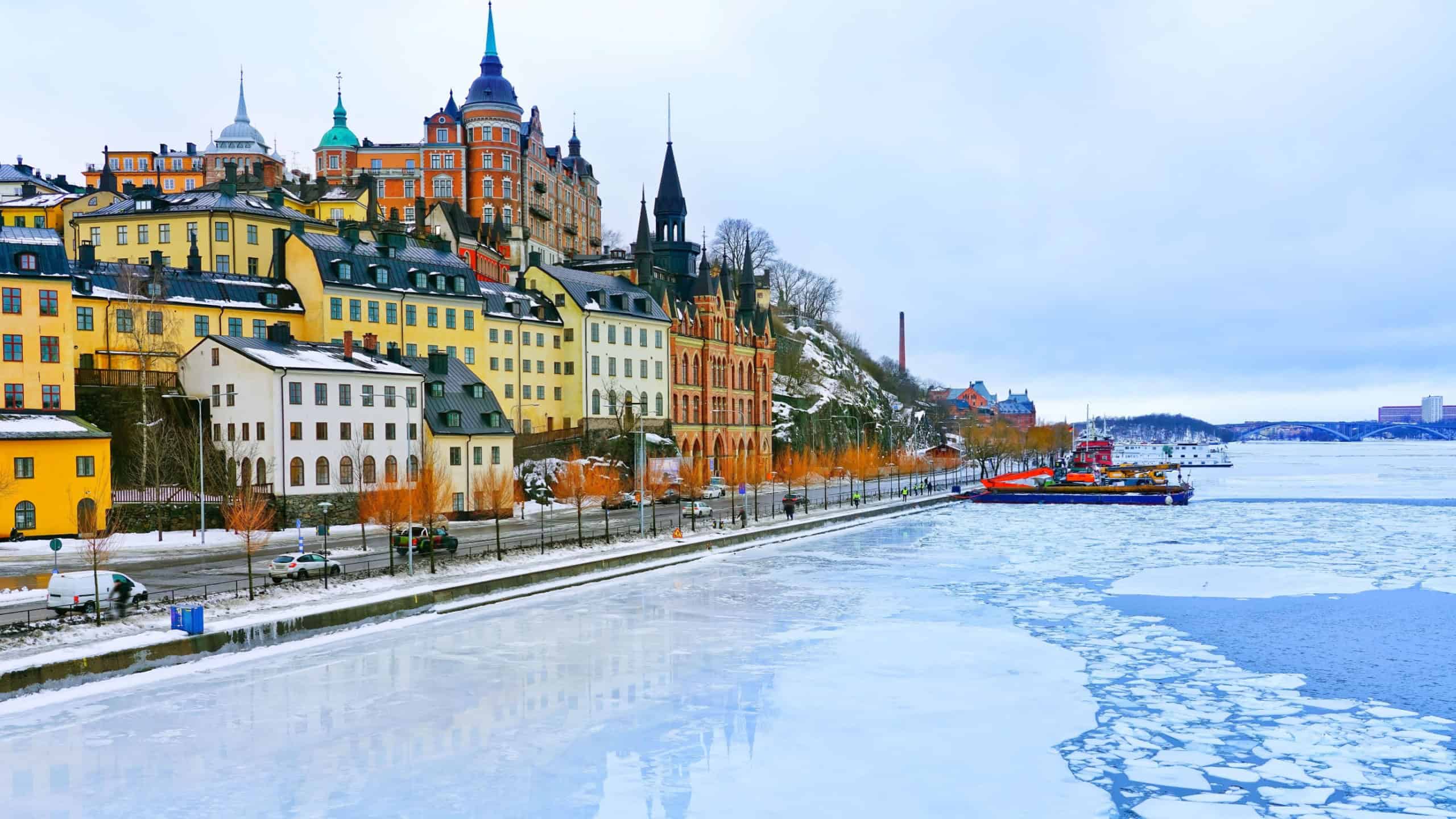 View of Stockholm, Sweden in the morning in winter.