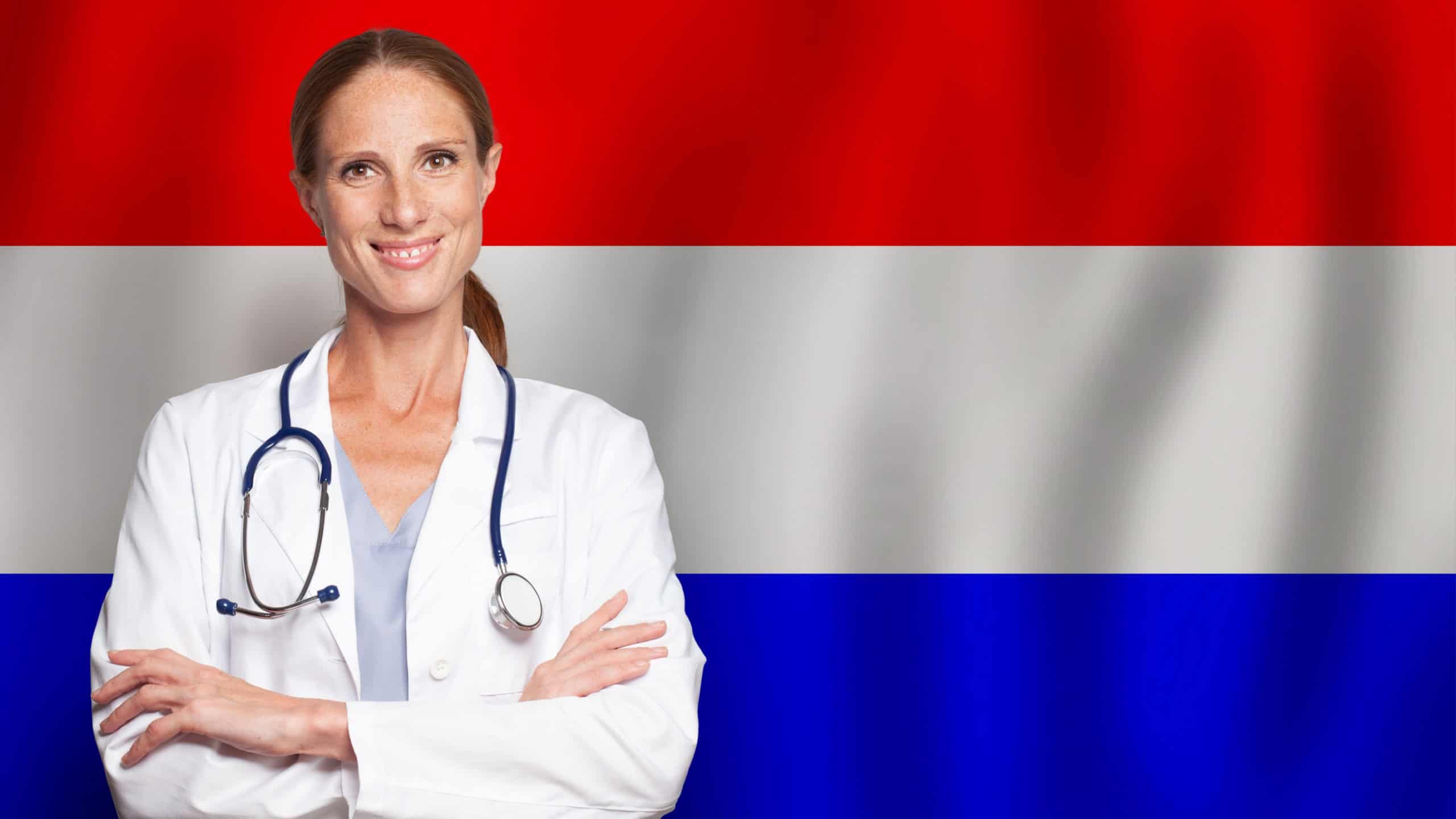Dutch general practitioner doctor gp on the flag of Netherlands