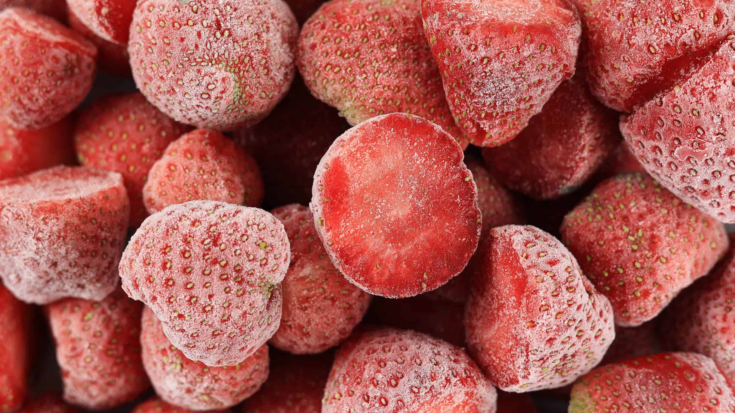 Food Background, Frozen Red Strawberry