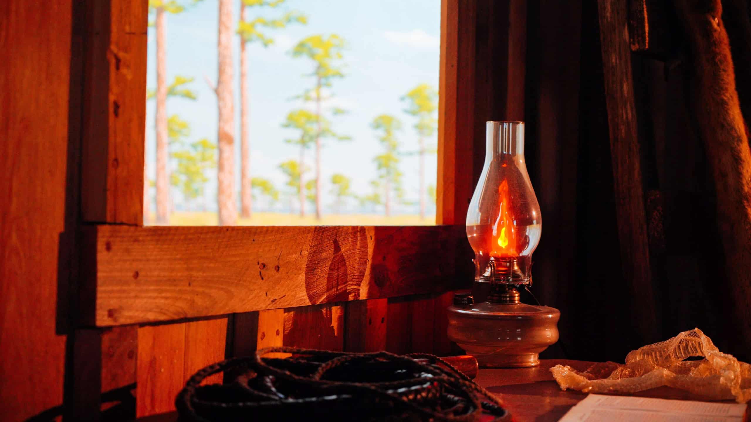 Historic kerosine light in a old wooden house