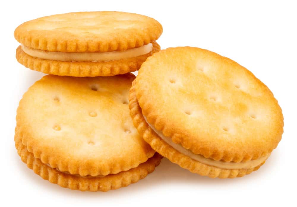 Peanut Butter Crackers isolated on white background, Crackers on White Background With clipping path.